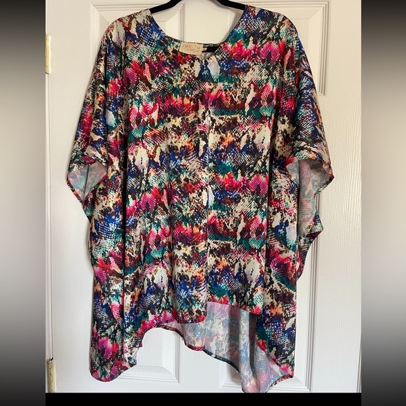 Judith March silk blend rainbow snake skin print tunic top - Picture 2 of 4